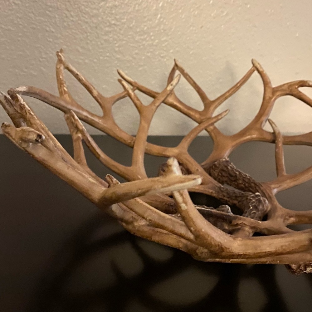 Rustic Antler Decorative Bowl Set Faux Antler Centerpiece Farmhouse Cabin Decor - Picture 6 of 8